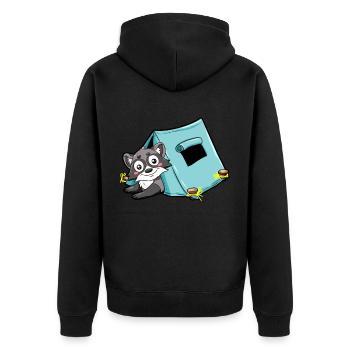 campendes Stinktier Camper Camping Zelt Natur - Unisex Premium Bio Zip Hoodie - Schwarz - Hinten - Nico (187cm)