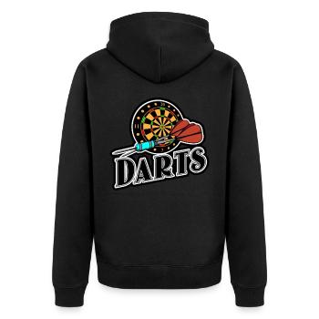 darts - Unisex Premium Organic Zip Hoodie - black - Back - Nico (187cm)