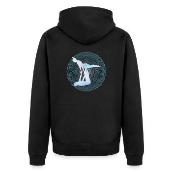 Dearadh Bronntanais Acroyoga - Unisex Premium Organic Zip Hoodie - black - Back - Nico (187cm)