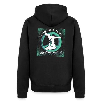 Bronntanas Dearadh Bileoga Acroyoga - Unisex Premium Organic Zip Hoodie - black - Back - Nico (187cm)