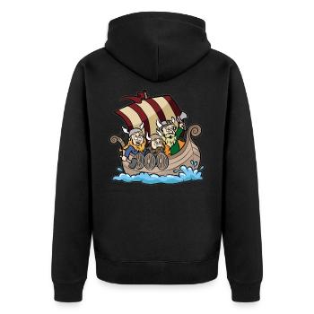 Vikings on a Viking Ship Boat Gift - Unisex Premium Organic Zip Hoodie - black - Back - Nico (187cm)