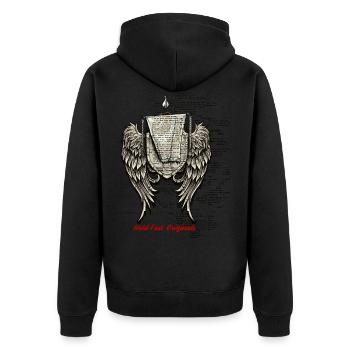 templar knight - Unisex Premium Bio Zip Hoodie - Schwarz - Hinten - Nico (187cm)