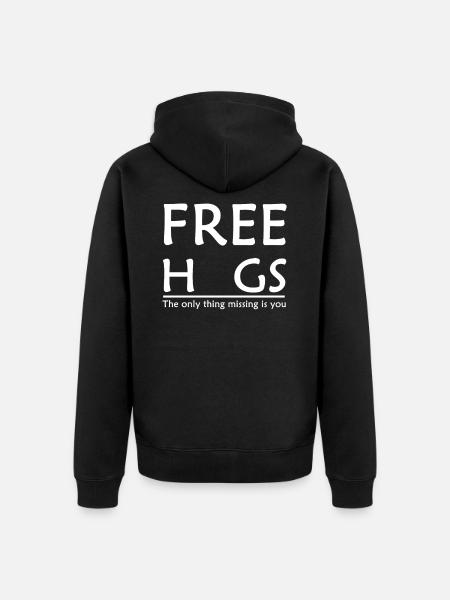 Free Hugs - Unisex Premium Organic Zip Hoodie - black