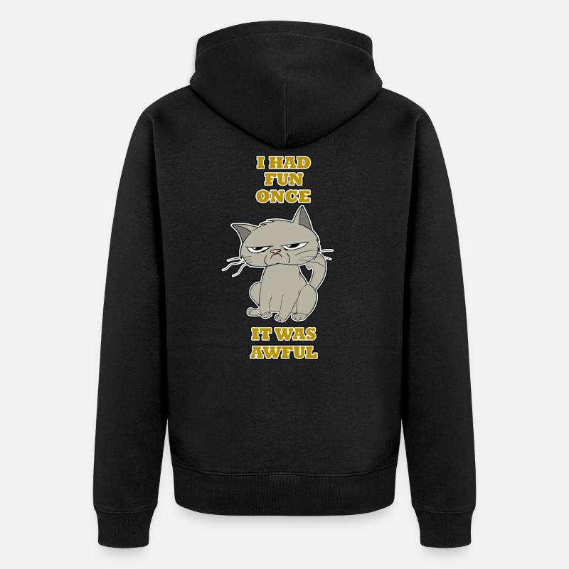Grumpy Cat - Meme Funny Cat - Unisex Premium Bio Zip Hoodie - Schwarz