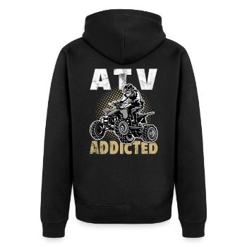 ATV Addicted Quad - Unisex Premium Bio Zip Hoodie - Schwarz - Hinten - Nico (187cm)