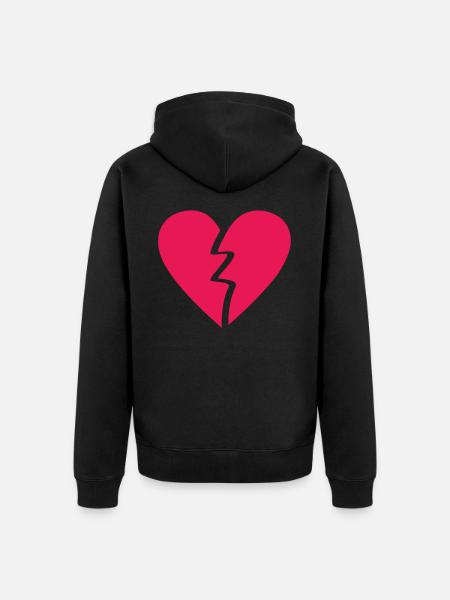 Broken heart - Unisex Premium Organic Zip Hoodie - black
