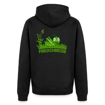 Freuschrecke Grille Grashüpfer jubel freu süß - Unisex Premium Bio Zip Hoodie - Schwarz - Hinten - Nico (187cm)