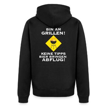 Grill Master - Unisex Premium Organic Zip Hoodie - black - Back - Nico (187cm)
