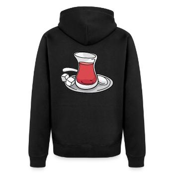 Turkish Tea Cay Turkey Turkish Turk TeaHouse - Unisex Premium Organic Zip Hoodie - black - Back - Nico (187cm)