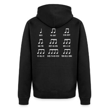Musik Noten Komponisten - Unisex Premium Bio Zip Hoodie - Schwarz - Hinten - Nico (187cm)