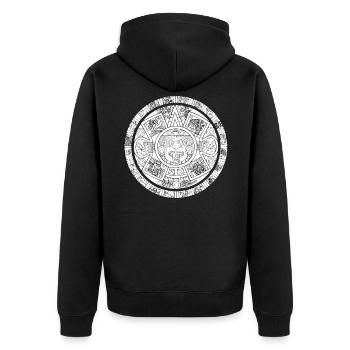 Aztec Mask Aztec Mayan Calendar - Unisex Premium Organic Zip Hoodie - black - Back - Nico (187cm)