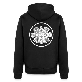 Aztec Kunst Azteken Maya Kalender - Unisex Premium Bio Zip Hoodie - Schwarz - Hinten - Nico (187cm)