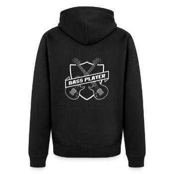 Bass Player - Play some Guitar - Play some Bass - Unisex Premium Bio Zip Hoodie - Schwarz - Hinten - Nico (187cm)