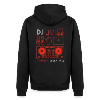 DJ Djing Geschenk Deejay Discjockey DJ Deejay - Unisex Premium Bio Zip Hoodie - Schwarz - Hinten - Nico (187cm)