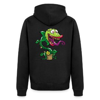 Venus Fliegenfalle Falle Fleichfressende Plfanze - Unisex Premium Bio Zip Hoodie - Schwarz - Hinten - Nico (187cm)