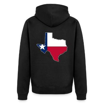 Texas Flagge Landkarte - Unisex Premium Bio Zip Hoodie - Schwarz - Hinten - Nico (187cm)