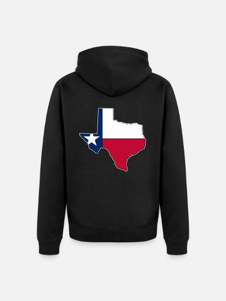 Texas flag map - Unisex Premium Organic Zip Hoodie - black