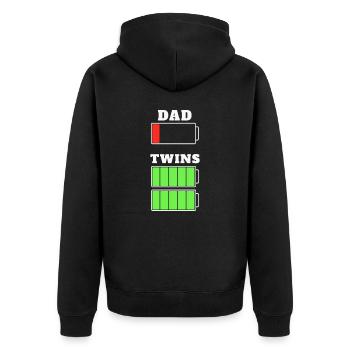 T-shirt jumeau fatigué père batterie - Veste à capuche bio Premium Unisexe - noir - Dos - Nico (187cm)
