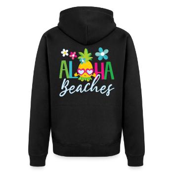 Aloha Beaches pineapple drawing for the summer - Unisex Premium Organic Zip Hoodie - black - Back - Nico (187cm)