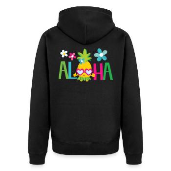 Aloha pineapple - summer sun beach Hawaii - Unisex Premium Organic Zip Hoodie - black - Back - Nico (187cm)
