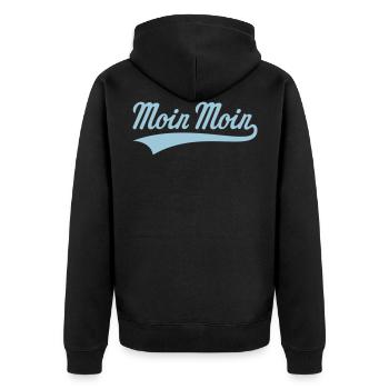 Moin Moin - Unisex Premium Bio Zip Hoodie - Schwarz - Hinten - Nico (187cm)