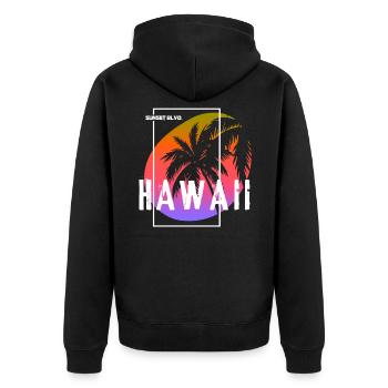 Hawaii Sunset Blvd Summer Palm Trees - Unisex Premium Organic Zip Hoodie - black - Back - Nico (187cm)