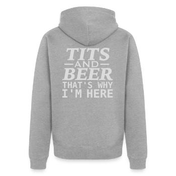 Beer and Tits - Unisex Premium Organic Zip Hoodie - heather grey - Back - Nico (187cm)