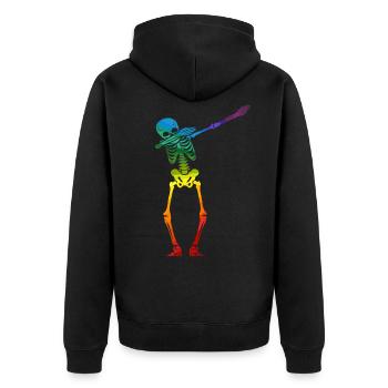 Dabbing Skeleton Gay Pride - Unisex Premium Organic Zip Hoodie - black - Back - Nico (187cm)