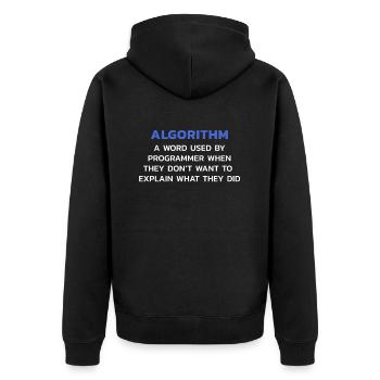 Algorithmus Programmierer Informatik T-Shirt - Unisex Premium Bio Zip Hoodie - Schwarz - Hinten - Nico (187cm)
