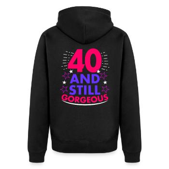 40ème anniversaire - Veste à capuche bio Premium Unisexe - noir - Dos - Nico (187cm)