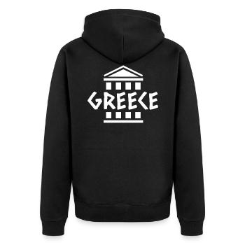 Griechenland - Unisex Premium Bio Zip Hoodie - Schwarz - Hinten - Nico (187cm)