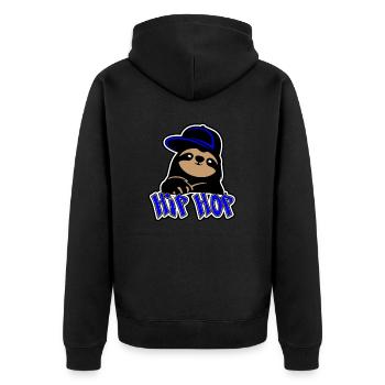 Hip Hop Faultier - Sloth - Unisex Premium Organic Zip Hoodie - black - Back - Nico (187cm)