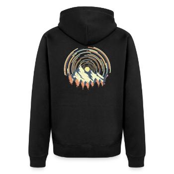 Geometric Mountains Sunrise Shirt - Unisex Premium Organic Zip Hoodie - black - Back - Nico (187cm)