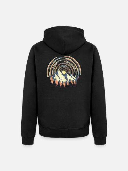 Geometric Mountains Sunrise Shirt - Unisex Premium Organic Zip Hoodie - black
