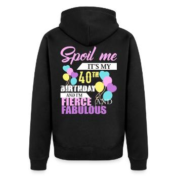 40ème anniversaire - Veste à capuche bio Premium Unisexe - noir - Dos - Nico (187cm)