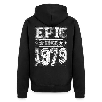 40ème anniversaire en 1979 - Veste à capuche bio Premium Unisexe - noir - Dos - Nico (187cm)