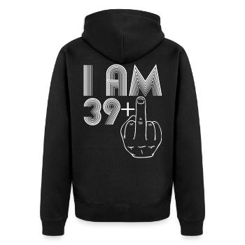 40ème anniversaire - Veste à capuche bio Premium Unisexe - noir - Dos - Nico (187cm)