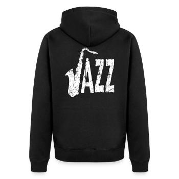 Saxophone - Unisex Premium Bio Zip Hoodie - Schwarz - Hinten - Nico (187cm)