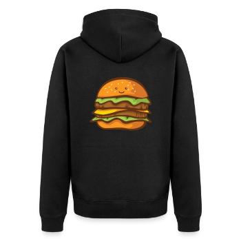 Kawaii Essen Burger Cheeseburger Fast Food - Veste à capuche bio Premium Unisexe - noir - Dos - Nico (187cm)