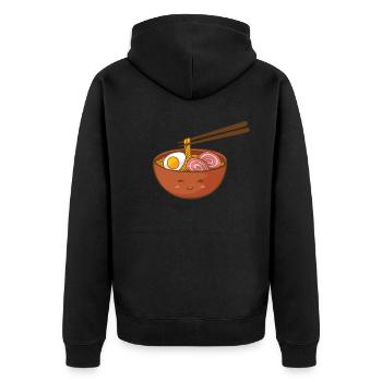 Ramen Ramen Ramen Suppe Suppe Suppe - Unisex Premium Bio Zip Hoodie - Schwarz - Hinten - Nico (187cm)