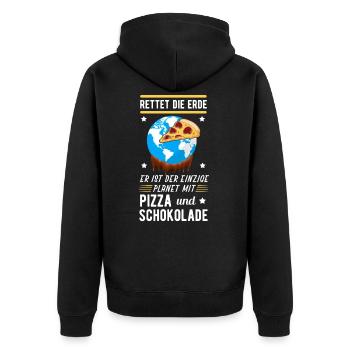 Klimawandel - Unisex Premium Bio Zip Hoodie - Schwarz - Hinten - Nico (187cm)