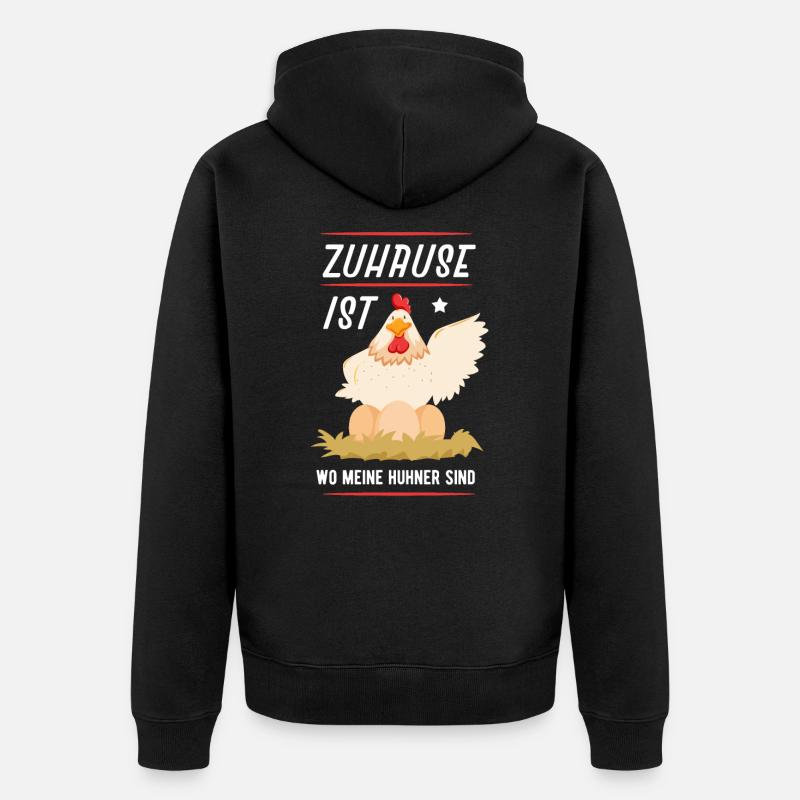 Hühner - Unisex Premium Bio Zip Hoodie - Schwarz