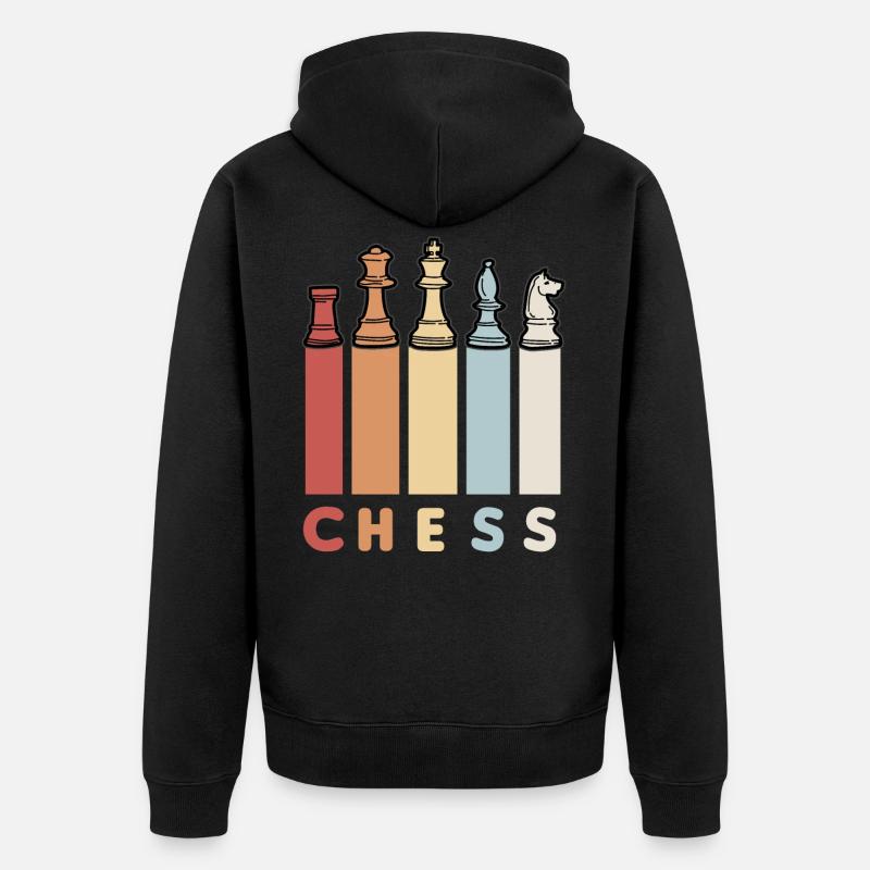 CHESS RÉTRO joueurs d’échecs échecs - Veste à capuche bio Premium Unisexe - noir