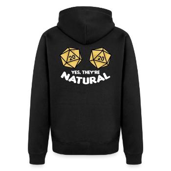 YES THEY'RE NATURAL Fantasy RPG Würfel Brüste - Unisex Premium Bio Zip Hoodie - Schwarz - Hinten - Nico (187cm)