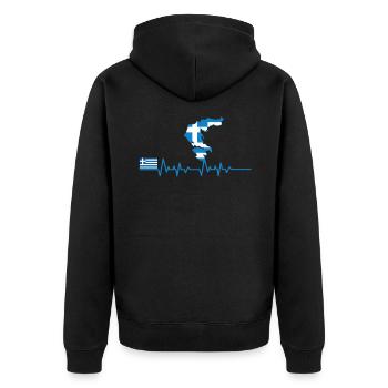 Griechenland - Unisex Premium Bio Zip Hoodie - Schwarz - Hinten - Nico (187cm)