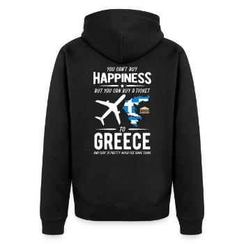 Greece - Unisex Premium Organic Zip Hoodie - black - Back - Nico (187cm)