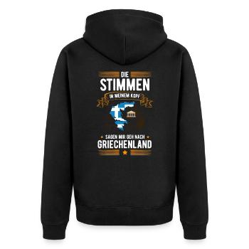 Griechenland - Unisex Premium Bio Zip Hoodie - Schwarz - Hinten - Nico (187cm)
