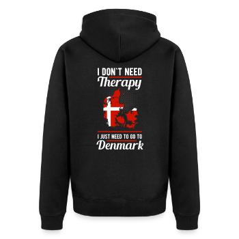 Denmark - Unisex Premium Organic Zip Hoodie - black - Back - Nico (187cm)