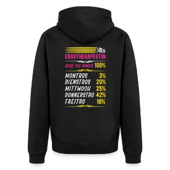 Ergotherapeutin Ergotherapie - Unisex Premium Bio Zip Hoodie - Schwarz - Hinten - Nico (187cm)