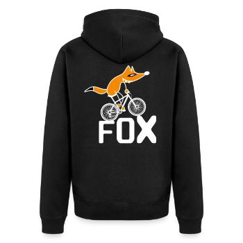 Clever Fox entraîne Bike Fox sur BMX - Veste à capuche bio Premium Unisexe - noir - Dos - Nico (187cm)